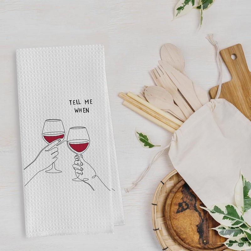 Geqtt Gqtt Wine Lovers Dish Towel - Funny Decorative Waffle Weave Kitchen Towels, Tea Hand Towel, Housewarming Gift (16×24 Inches) - Image 3